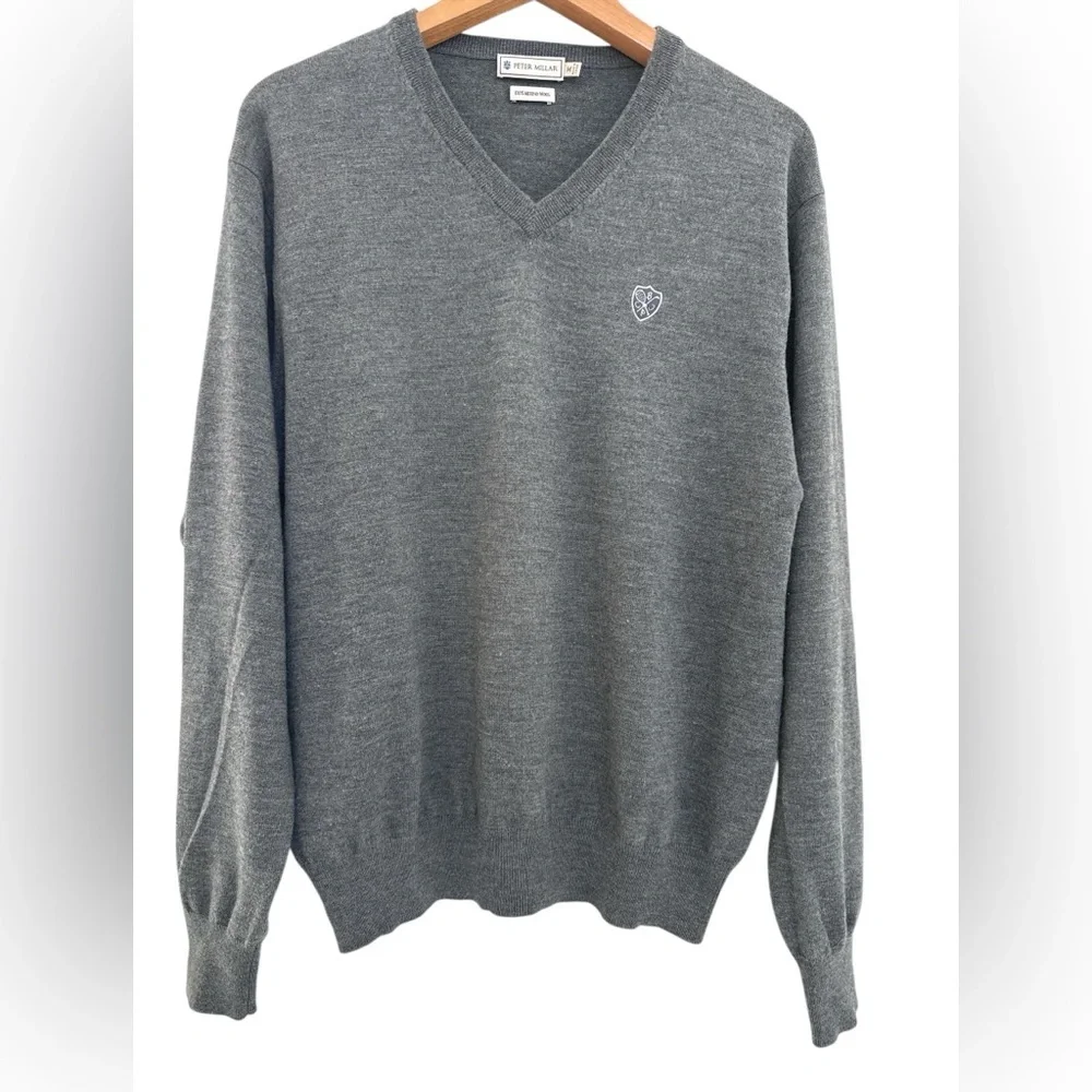 Peter Millar Gray V-Neck Sweater